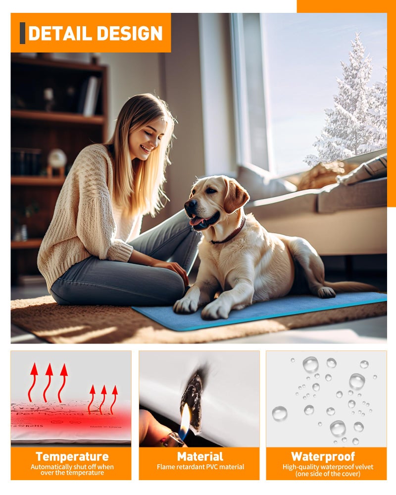 PETNF Pet Heating Pad Temperature Adjustment Dog Anti-bite Puppy with Timer Indoor Waterproof Pet Warming Electric Heated Bed Mat Dog - Image 3